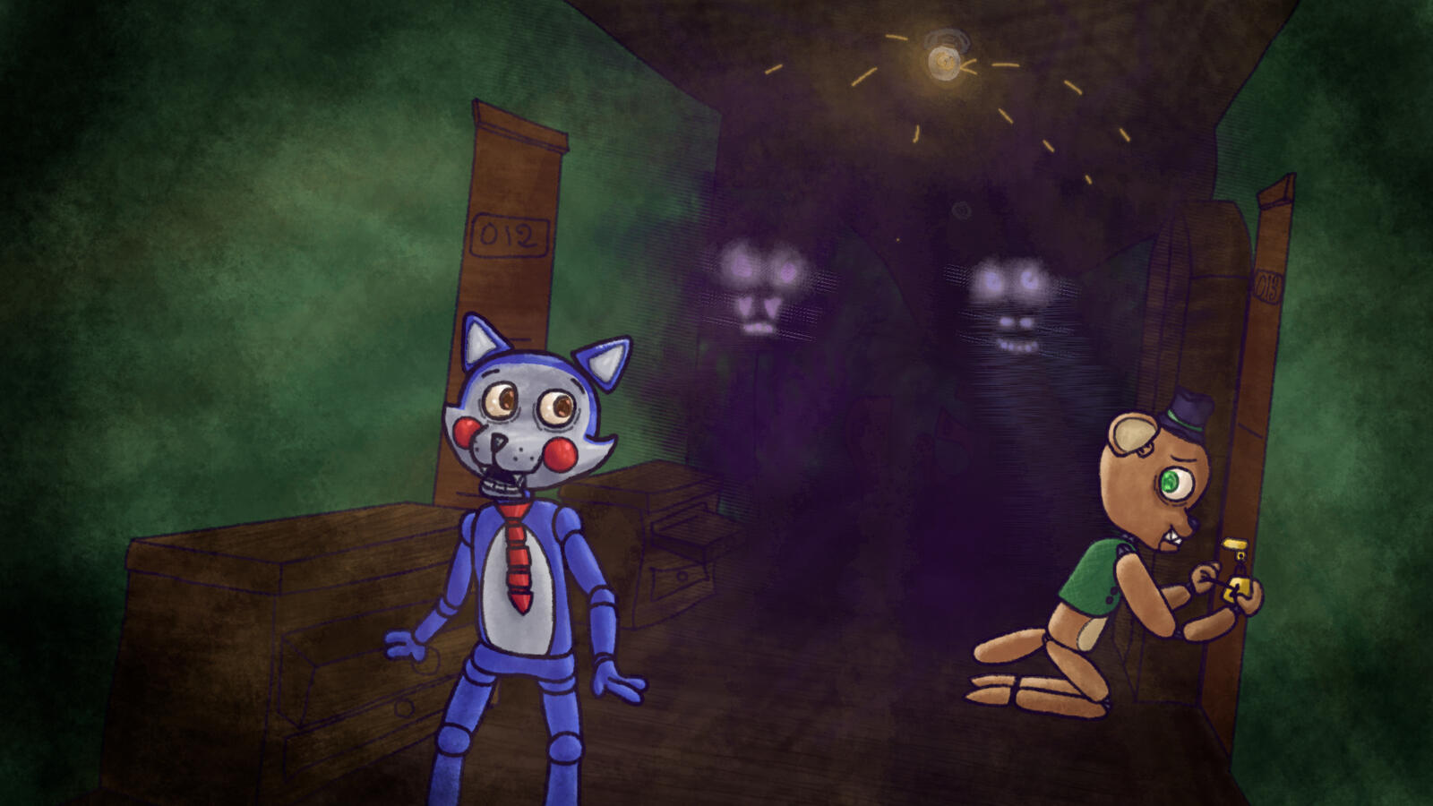 Candy and Popgoes (fnaf fangames) playing Roblox Doors