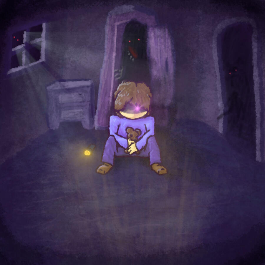 Art based on an unreleased entry in my psudo fnaf fangame series, Hind Sight