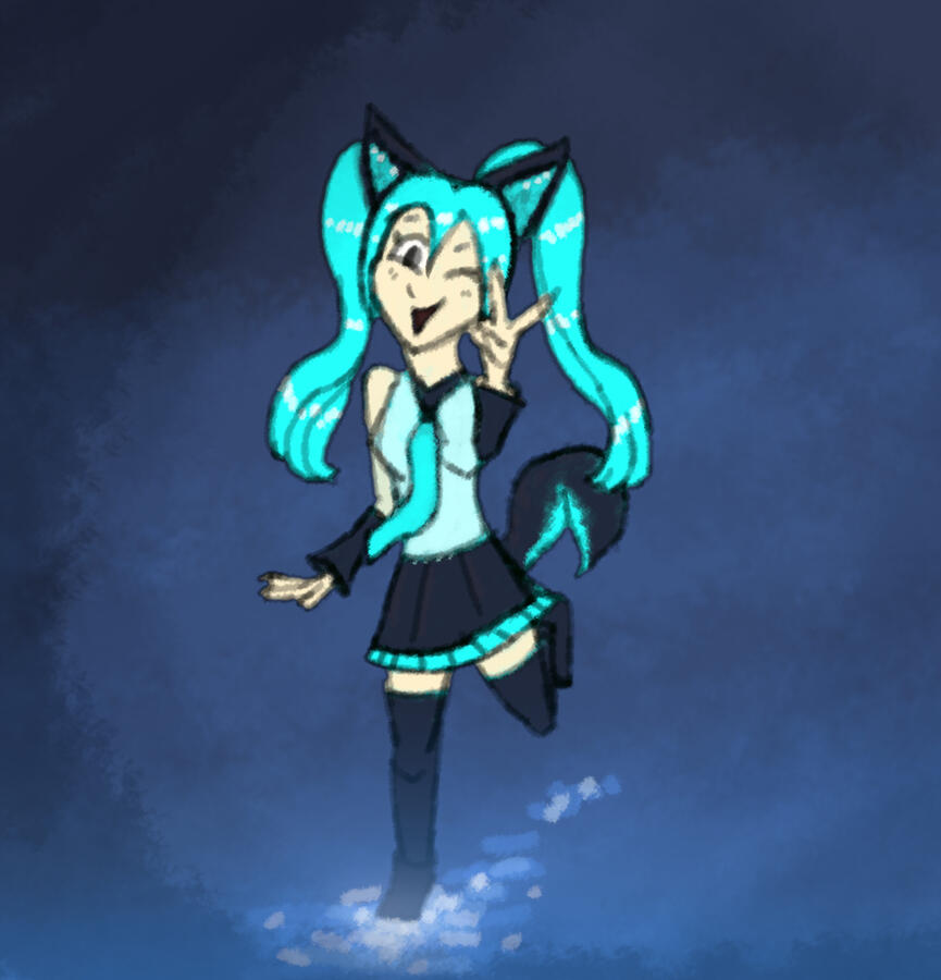 Hatsune Miku, but it's Kitsune Miku