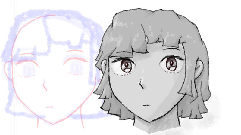 An attempt at drawing an anime girl